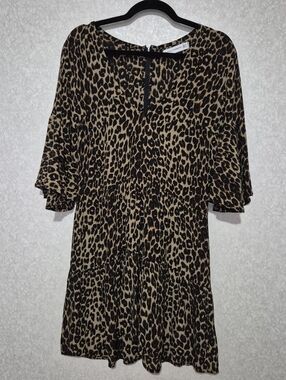 Faithfull the Brand Leopard-Print Mini Dress in Brown and Black...Size:6